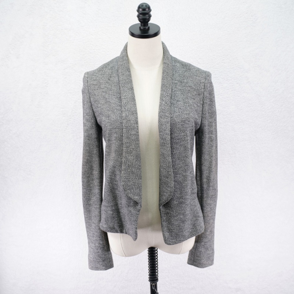 Ann Taylor Loft Knit Cardigan Sweater Gray Open Lined Blazer‎ Style Small Cotton